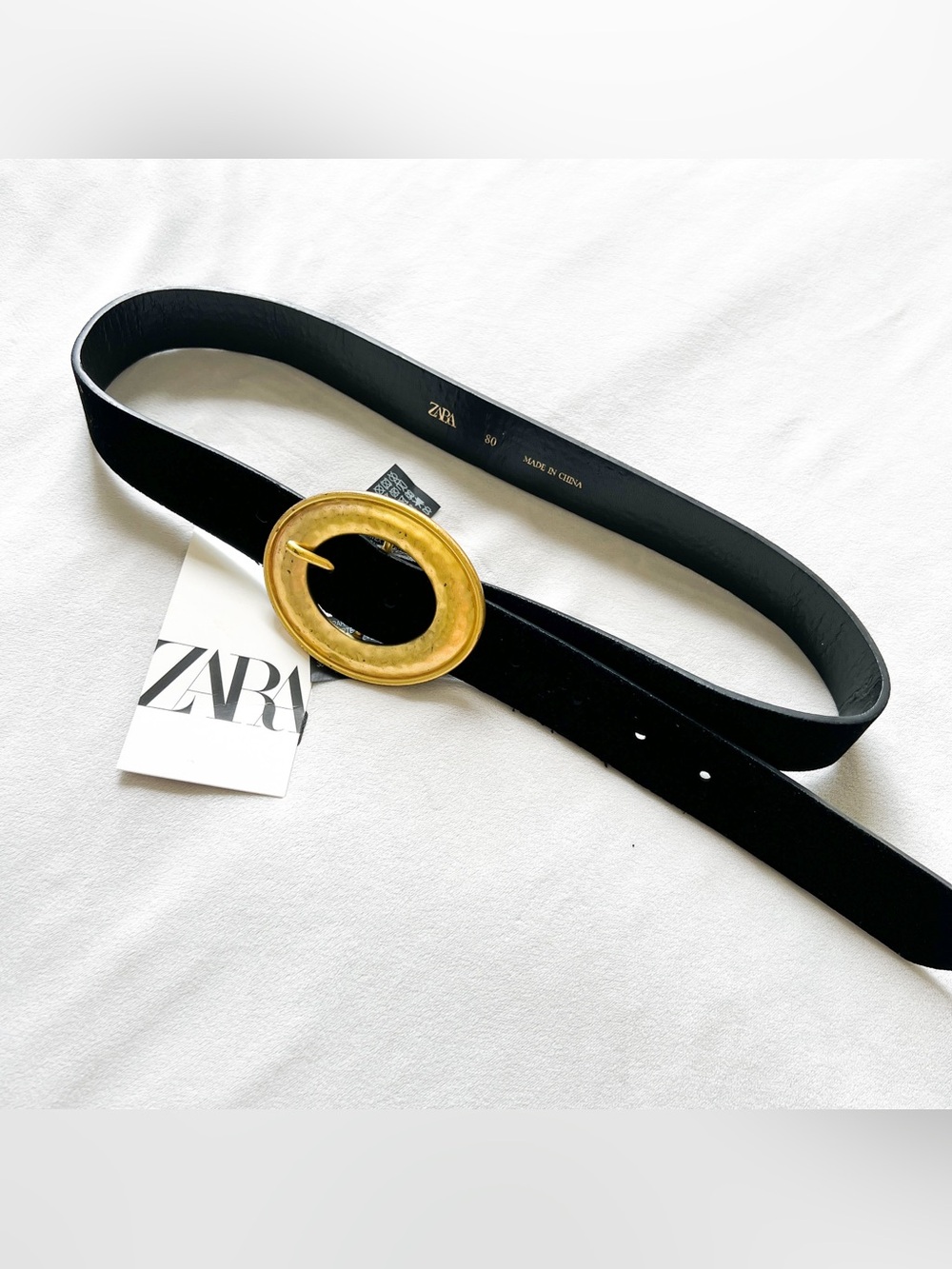 Zara Black Belt with Gold Oval Buckle